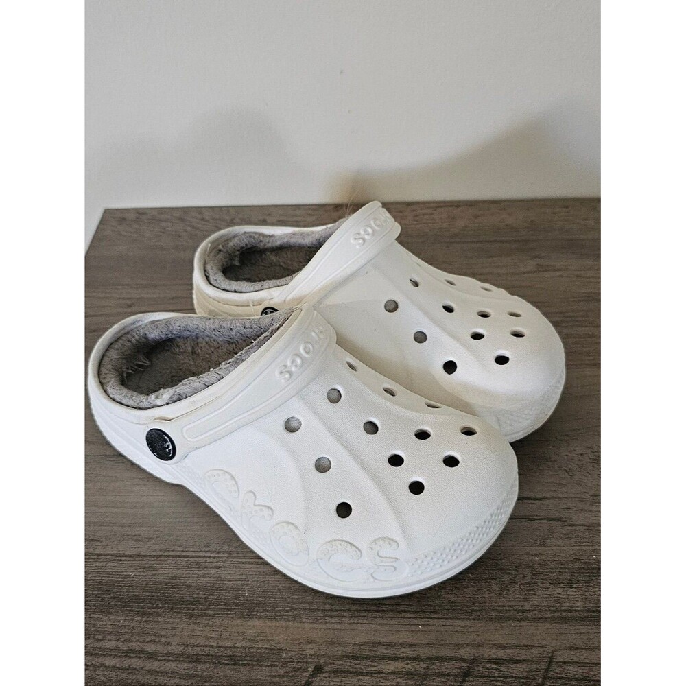 Crocs Kids Classic Lined Clog - White C 13